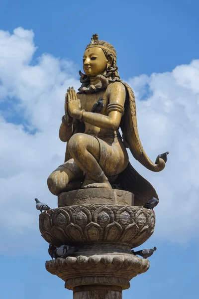 Statua Garuda Nel Gesto Della Mano Namaste Saluto Patan Durbar — Foto Stock