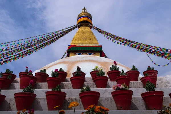 Boudhanath Stupa Uma Das Maiores Estupas Mundo Que Está Localizada — Fotografia de Stock