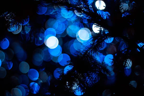 Artistico Astratto Blu Bokeh Luci Sfondo Nero — Foto Stock