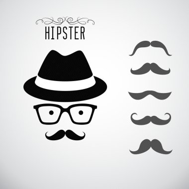 Hipster yüzler - illüstrasyon