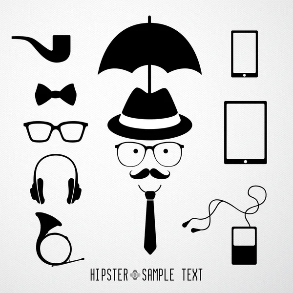 Hipster 얼굴-일러스트 레이 션 — 스톡 벡터