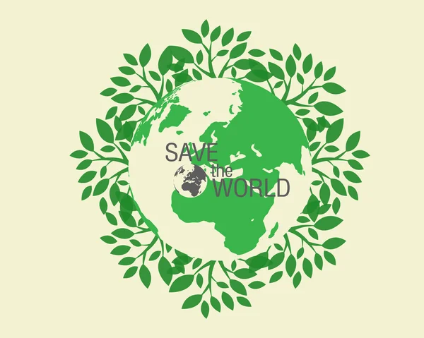 Ecológico y salvar el mundo verde — Vector de stock