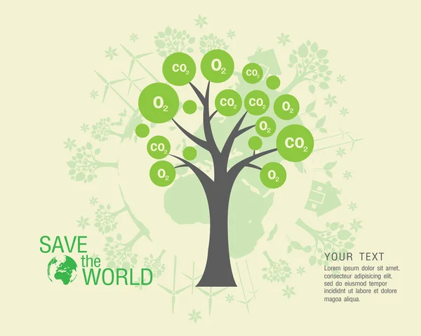 Ecológico y salvar el mundo verde — Vector de stock