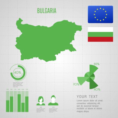 Bulgaristan bayrağı. Dünya Haritası. Seyahat vektör çizim.