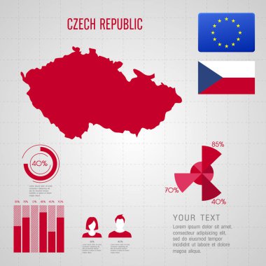 Çek Cumhuriyeti bayrağı. Dünya Haritası. Seyahat vektör çizim.