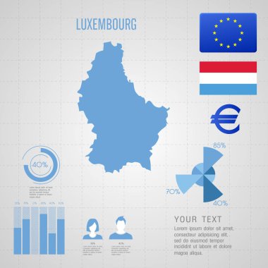 Lüksemburg bayrağı. Dünya Haritası. Seyahat vektör çizim.