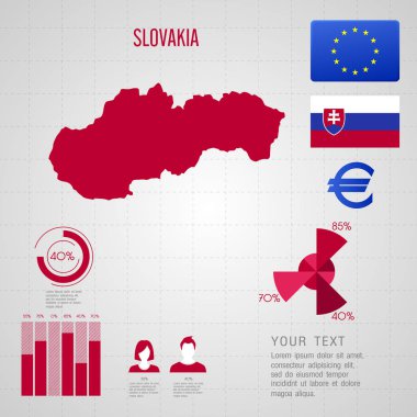 Slovakya bayrağı. Dünya Haritası. Seyahat vektör çizim.