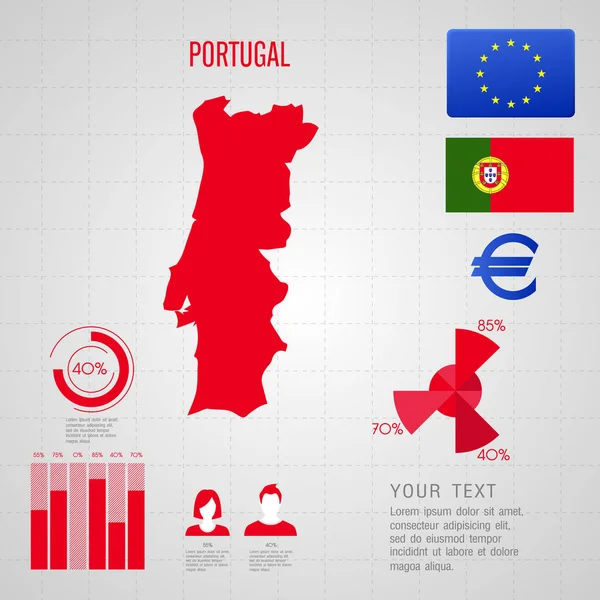 Σημαία της Πορτογαλίας. Παγκόσμιος Χάρτης. Ταξίδια διανυσματικά εικονογράφηση. — Διανυσματικό Αρχείο