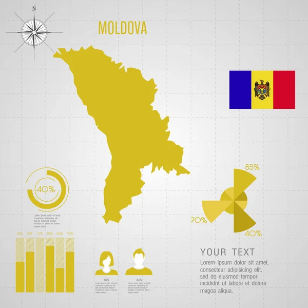 Flaga Mołdawii. Mapa świata. Wektor ilustracja. — Wektor stockowy