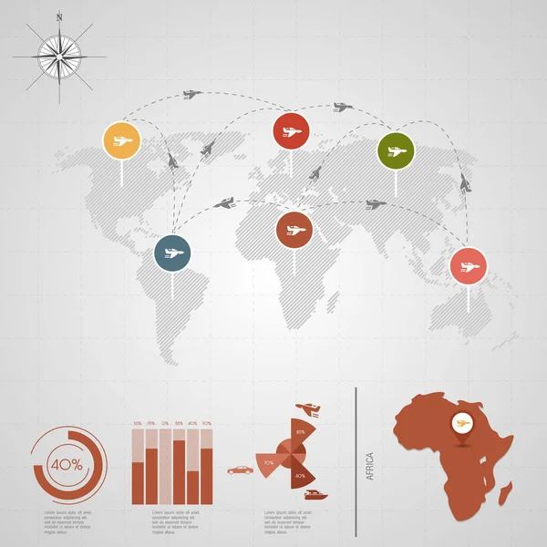 Carte du monde. Illustration vectorielle de voyage . — Image vectorielle