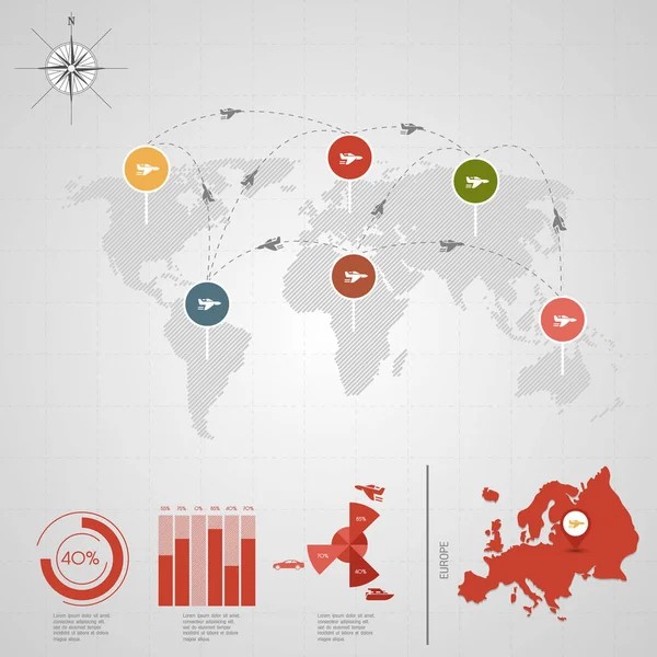 Carte du monde. Illustration vectorielle de voyage . — Image vectorielle