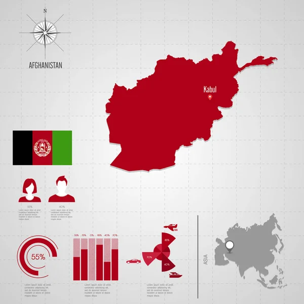 Mapa świata w Afganistanie. Wektor ilustracja — Wektor stockowy