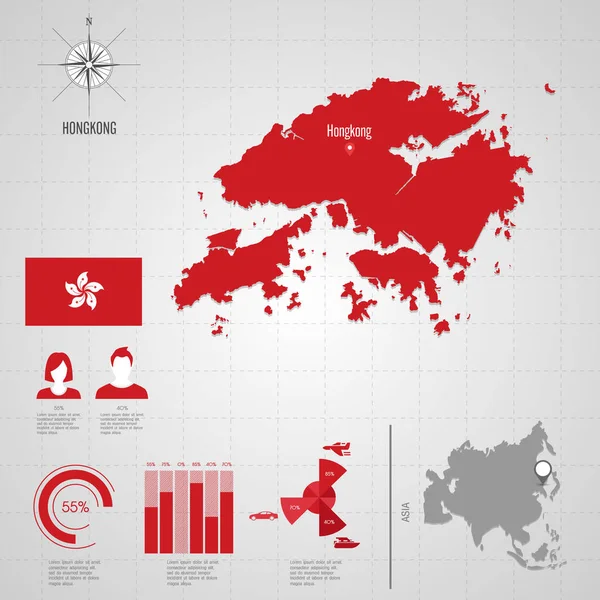 Mapa świata Hongkong. Wektor ilustracja — Wektor stockowy