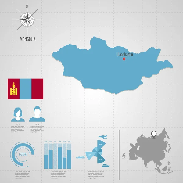 Mapa świata w Mongolii. Wektor ilustracja — Wektor stockowy