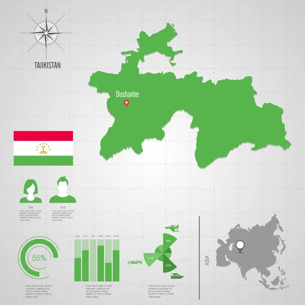 塔吉克斯坦世界地图。旅行矢量图 — 图库矢量图片