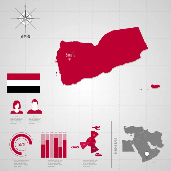 YEMEN World Map. Vector de viaje Ilustración — Vector de stock