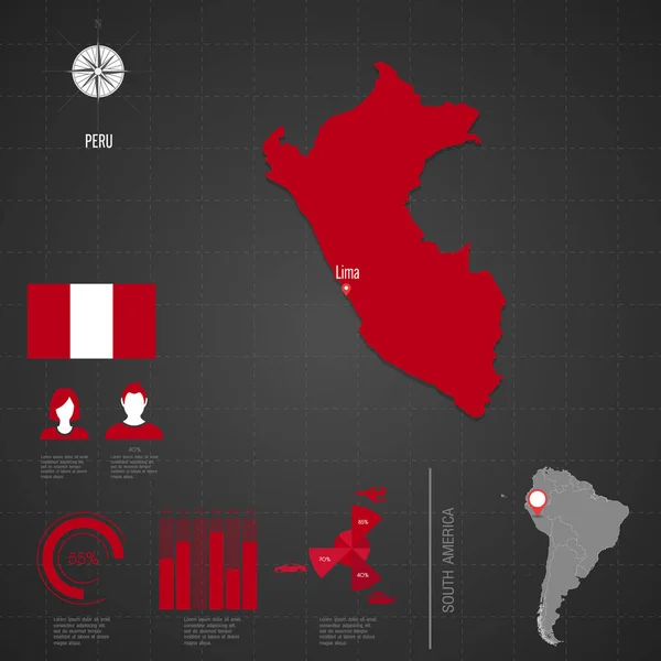Mapa świata w Peru. Wektor ilustracja — Wektor stockowy