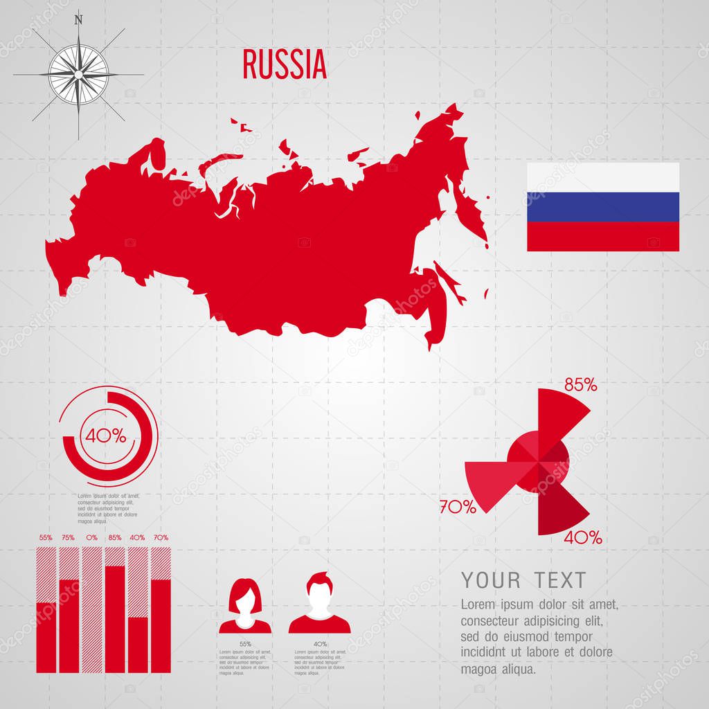 Флаг России. Карта мира. Векторная иллюстрация . — Вектор ...