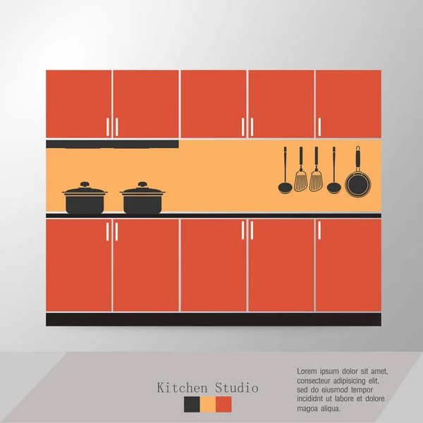 Cozinha interior vetor ilustração — Vetor de Stock