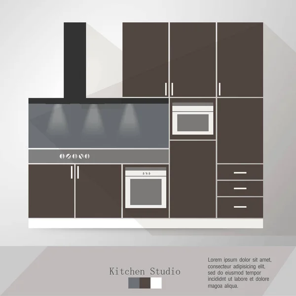 Küche Interieur Vektor Illustration — Stockvektor