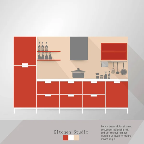 Ilustración interior cocina — Vector de stock