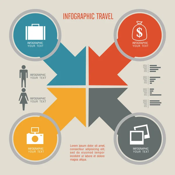 Reise-Infografiken mit Datensymbolen und Elementen — Stockvektor