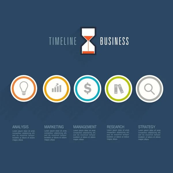 Modello di infografica della timeline aziendale. Illustrazione vettoriale . — Vettoriale Stock