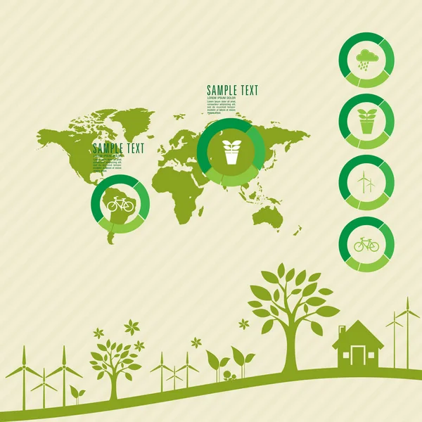 Ecológica e salvar o mundo verde — Vetor de Stock