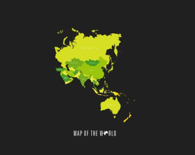 Farklı renkli kıta - illüstrasyon ile Dünya Haritası