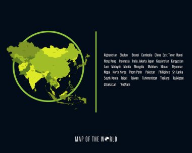 Farklı renkli kıta - illüstrasyon ile Dünya Haritası