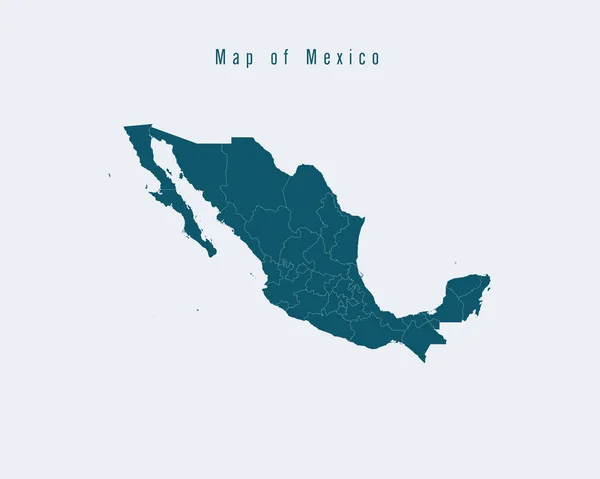 Mapa moderno - México com estados federais — Vetor de Stock