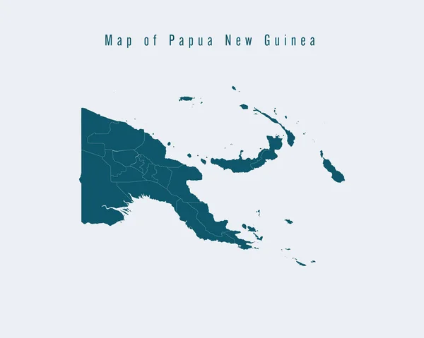 Mapa moderno - Papua Nueva Guinea con los estados federales — Vector de stock