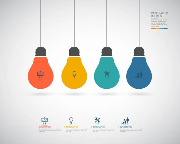 Vector gloeilamp infographic. Sjabloon voor groei diagram. Opstarten idee lamp bedrijfsconcept. Rechtenvrije Stockillustraties