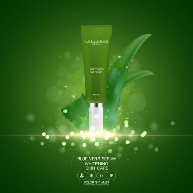 Aloe Vera kollajen Serum ve arka plan kavramı cilt bakımı kozmetik