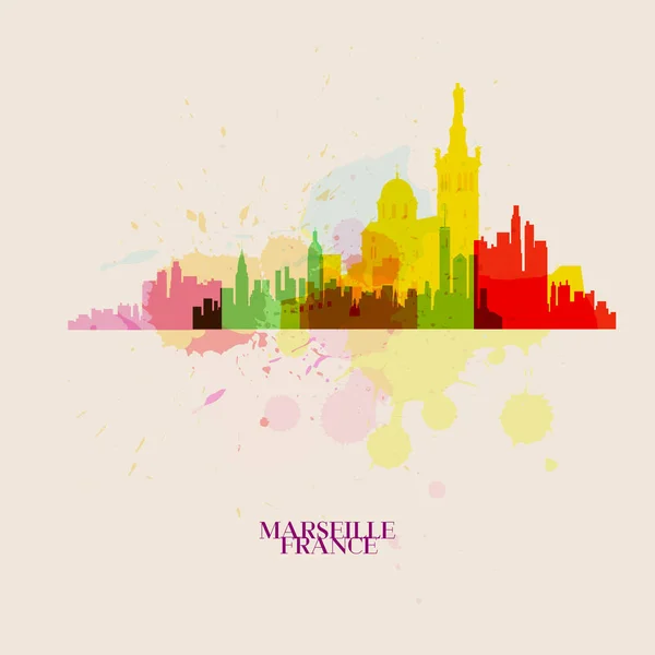 Marseille Vector silhouetten van de stad Stockillustratie