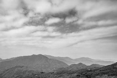 Kırsal manzara Hong Kong, siyah ve beyaz
