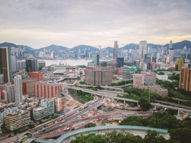 Hong Kong kentsel alanının havadan görünümü
