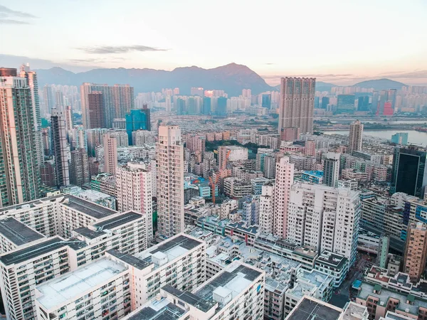 Şehir Hong Kong Havadan Görünümü — Stok fotoğraf