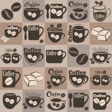 Kahve deseninin vektör rengi çizimi