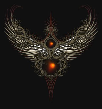 Siyah arkaplanda vektör desenli bileşim kanatları