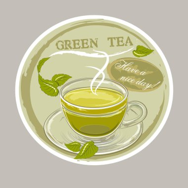 yeşil çay vektör çizim 