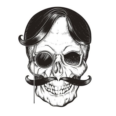 kafatası renk arkaplanında gözlük içinde