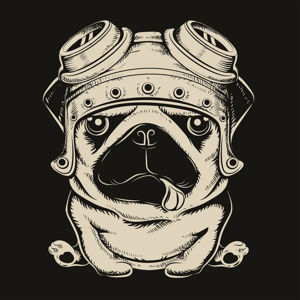 Pug Dog Color Vector Illustration — 스톡 벡터