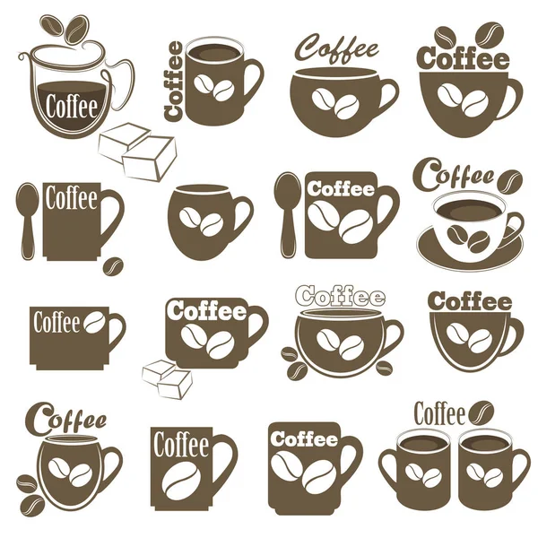 Conjunto Ilustración Color Vectorial Tazas Con Café — Vector de stock