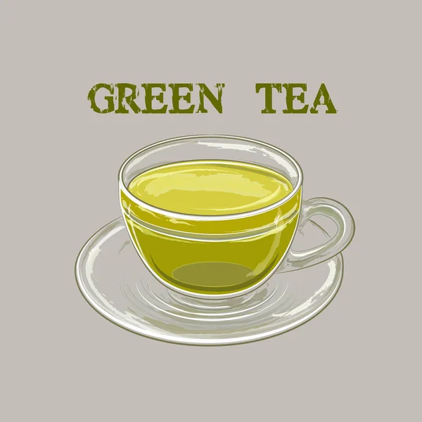 Vektorillustration Der Tasse Grünen Tee — Stockvektor
