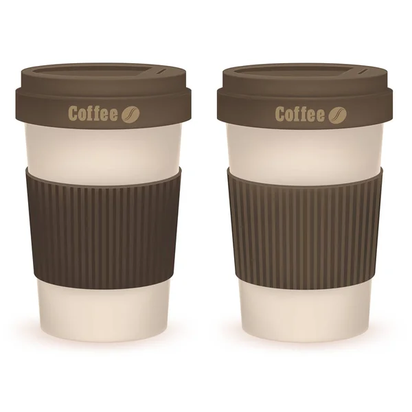 Vector Color Illustration Two Paper Cups Coffee — 스톡 벡터