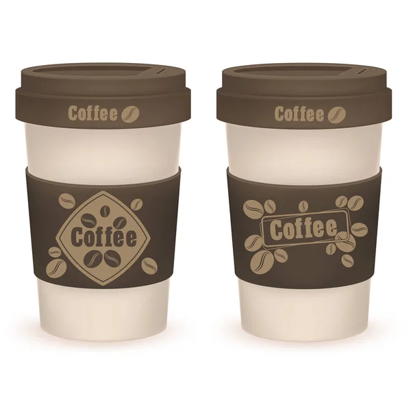 Illustration Vectorielle Couleur Deux Tasses Papier Pour Café — Image vectorielle