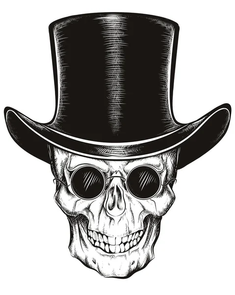 Skull Cylinder Hat Color Background — Stock Vector