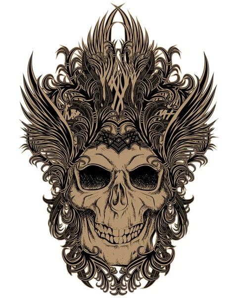 Tüylü bir kafatası. Renk arkaplanındaki vektör illüstrasyonu