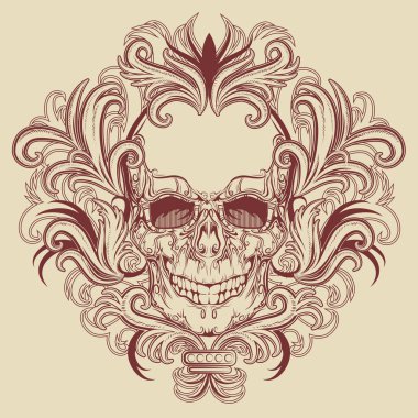 Tüylü bir kafatası. Vektör illüstrasyonu